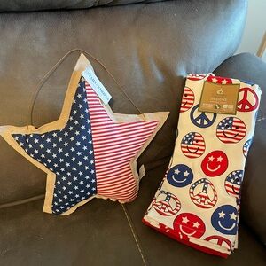 NWT patriotic kitchen towels and hanging decoration
